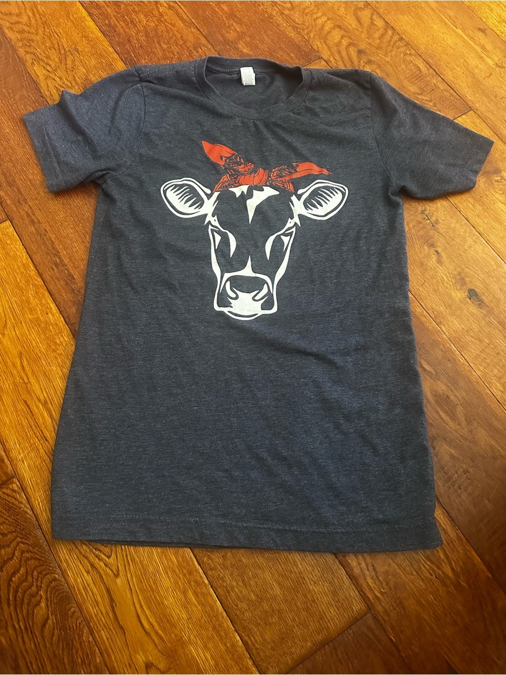 Bella Canvas Charcoal Tee with White Cow Graphic and Red Bandana